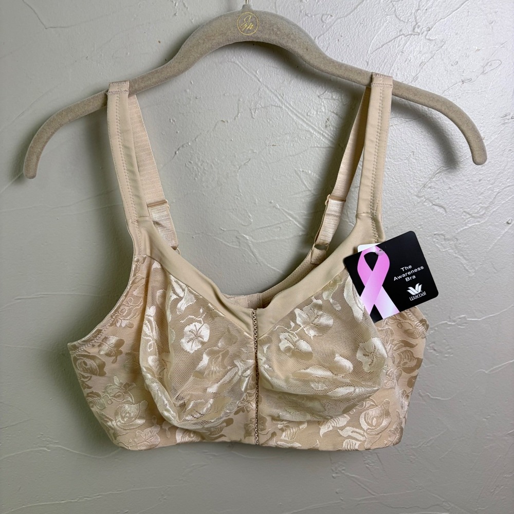 NEW Wacoal The Awareness Bra Women 42DD Tan Lace Wireless Full Coverage 85276